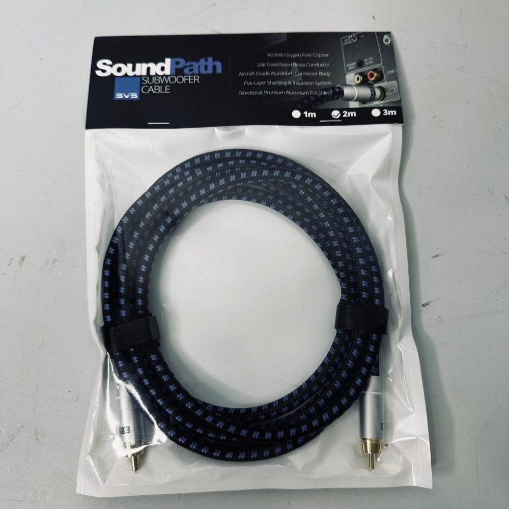 SVS SoundPath Subwoofer Cable 2M RCA Audio Interconnect Braided Blue Black NEW